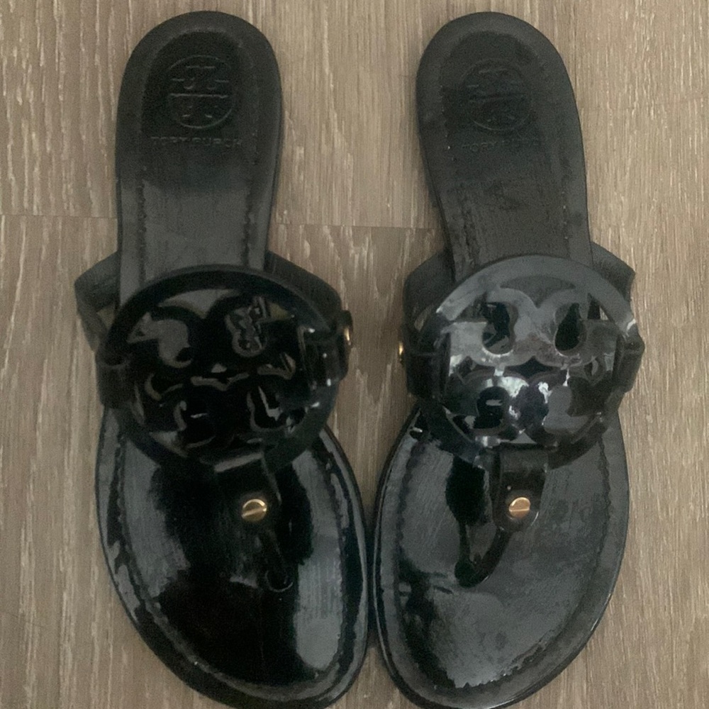 Tory Burch | Black patent leather Miller sandals